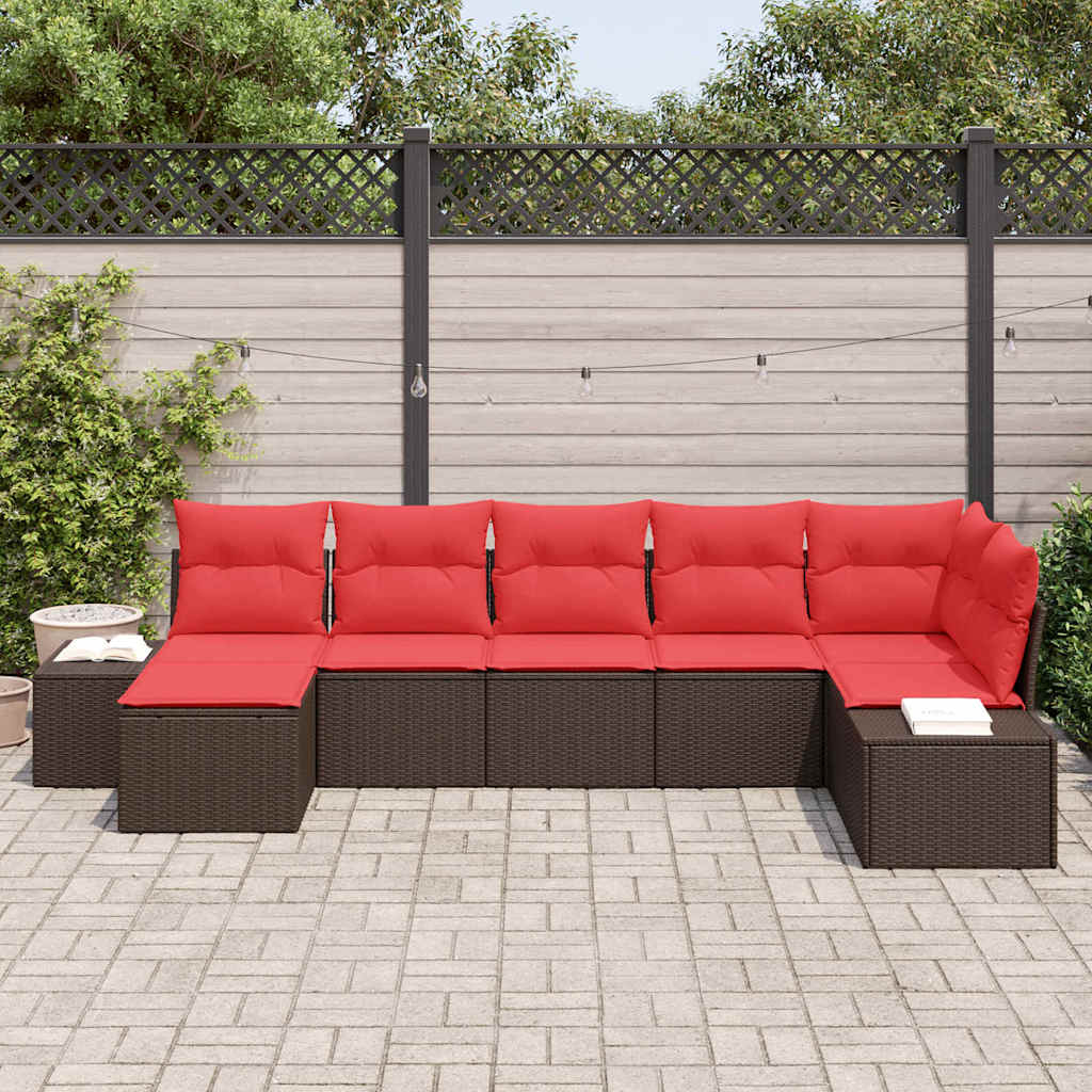 Havesofa Sæt 7 stk. Brun polyrattan