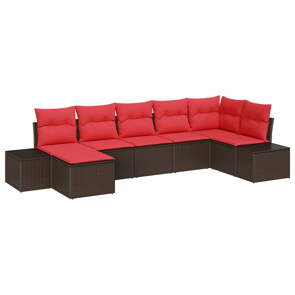 Havesofa Sæt 7 stk. Brun polyrattan