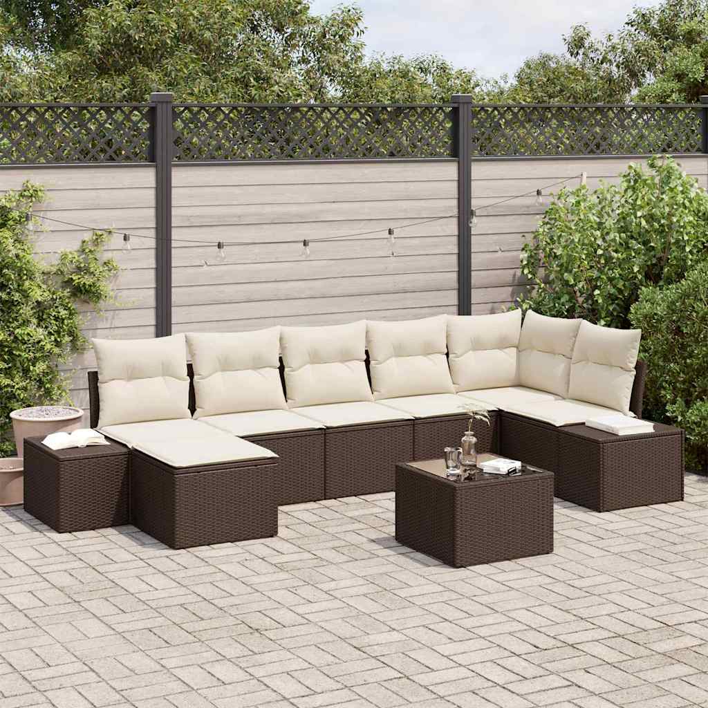 Havesofa Sæt 8 stk. Brun polyrattan