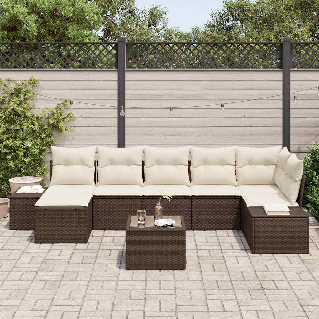 Havesofa Sæt 8 stk. Brun polyrattan