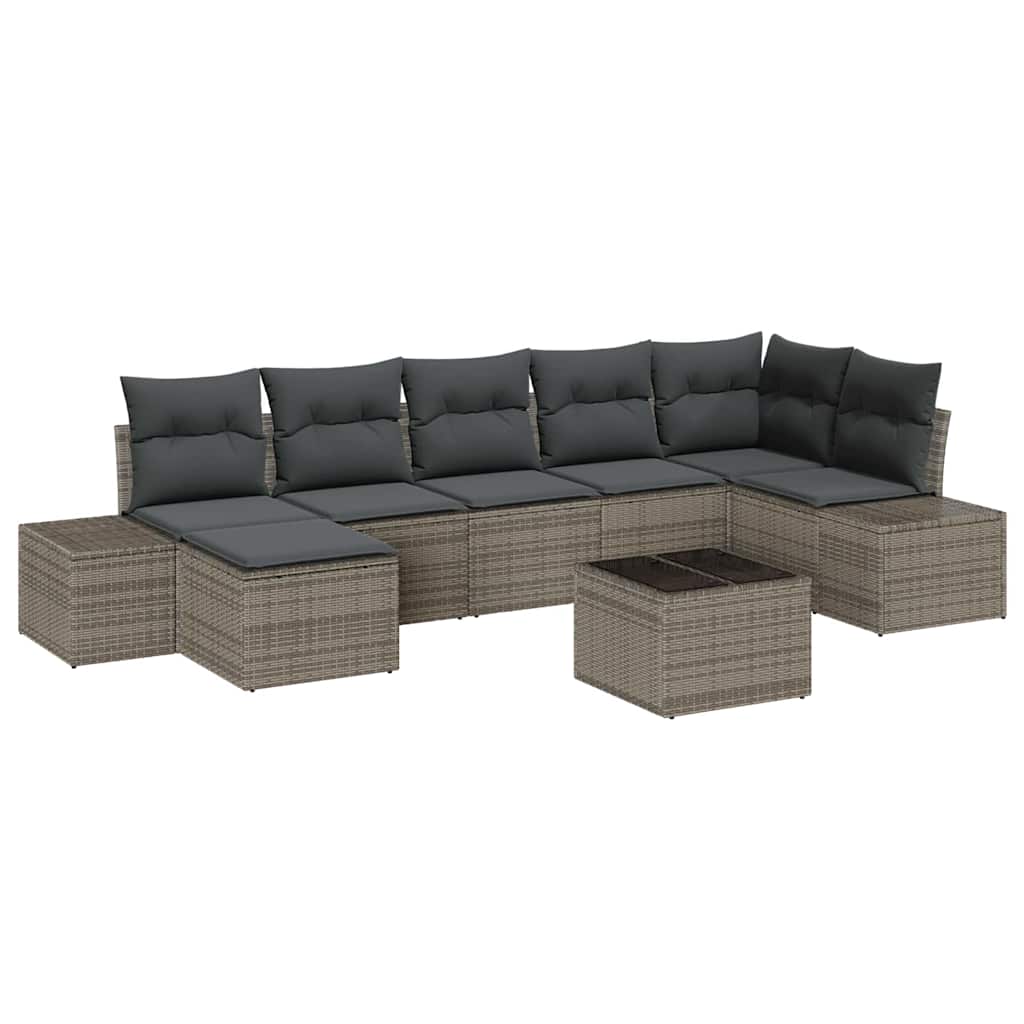 Havesofa Sæt 8 stk. Grå polyrattan