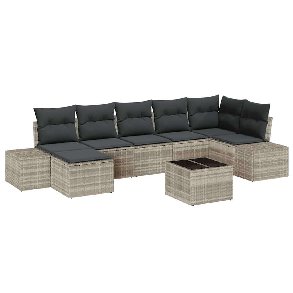Havesofa Sæt 8 stk. Lysegrå polyrattan