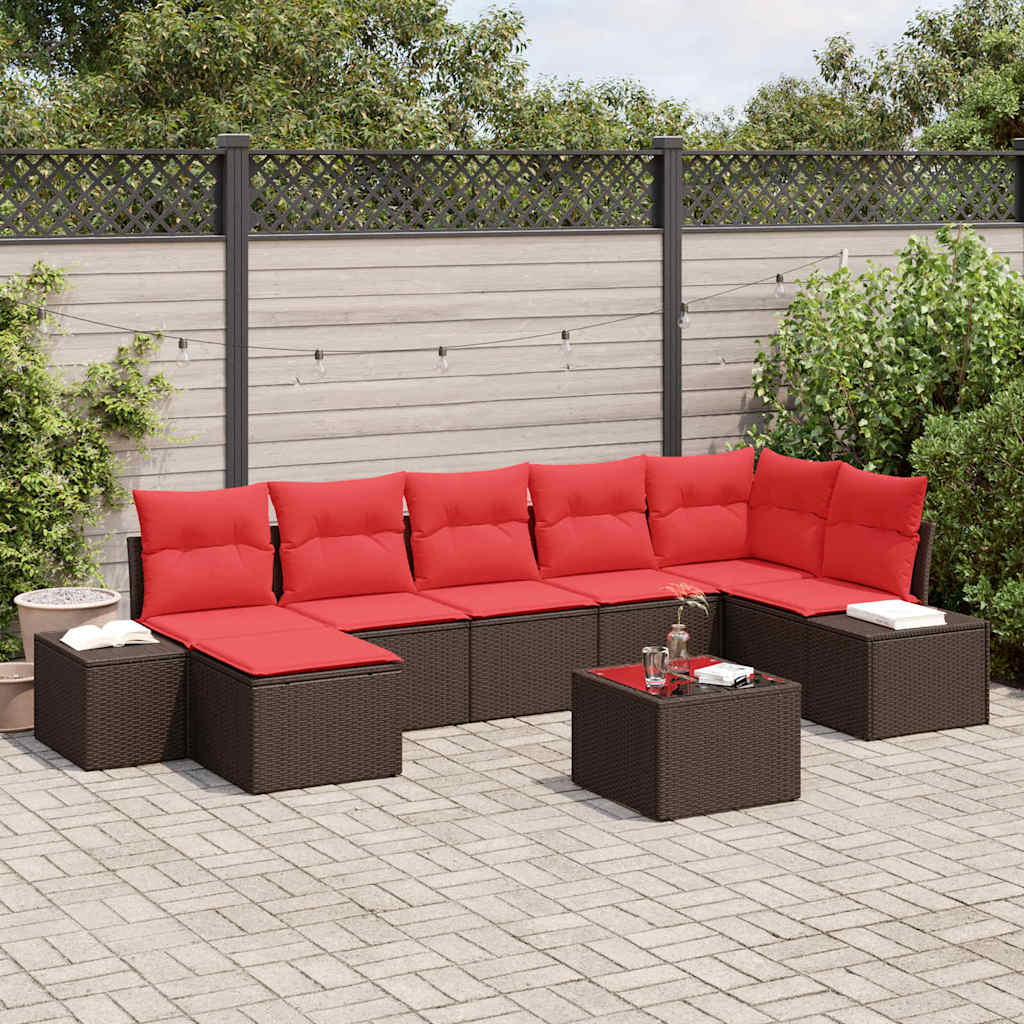 Havesofa Sæt 8 stk. Brun polyrattan