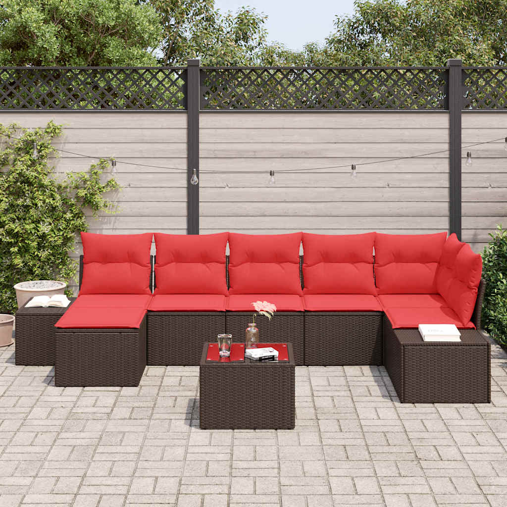 Havesofa Sæt 8 stk. Brun polyrattan