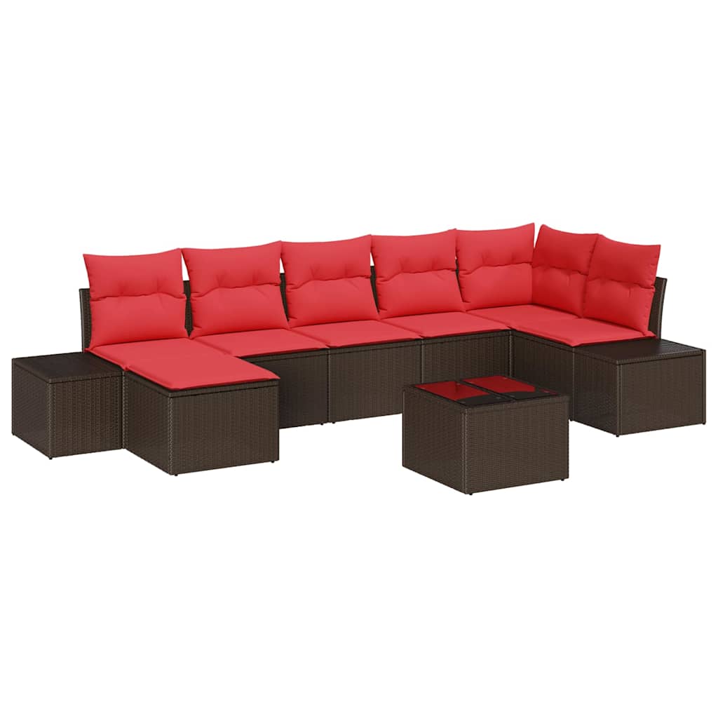 Havesofa Sæt 8 stk. Brun polyrattan