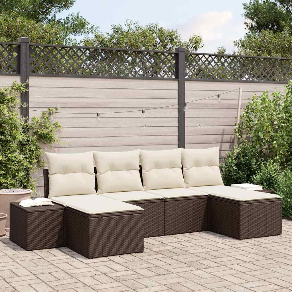 Havesofa Sæt 6 stk. Brun polyrattan