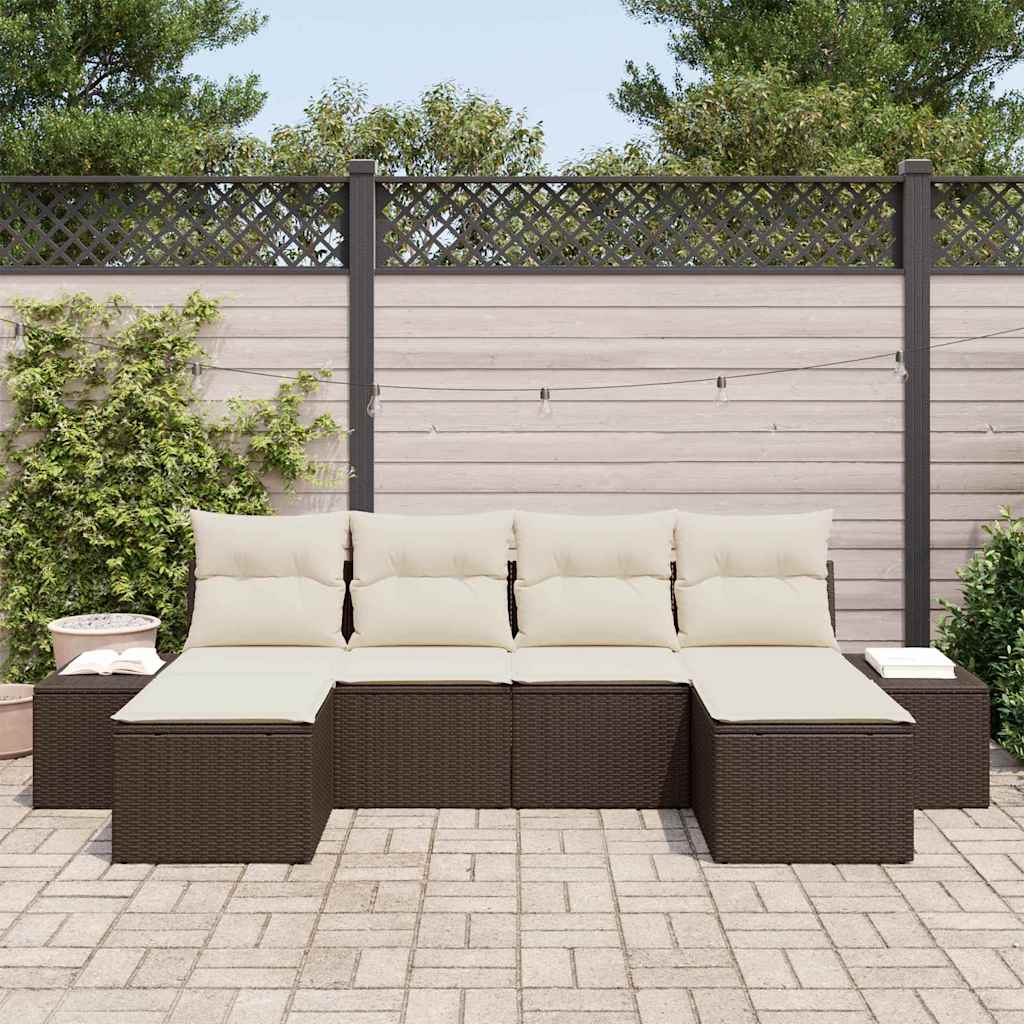 Havesofa Sæt 6 stk. Brun polyrattan