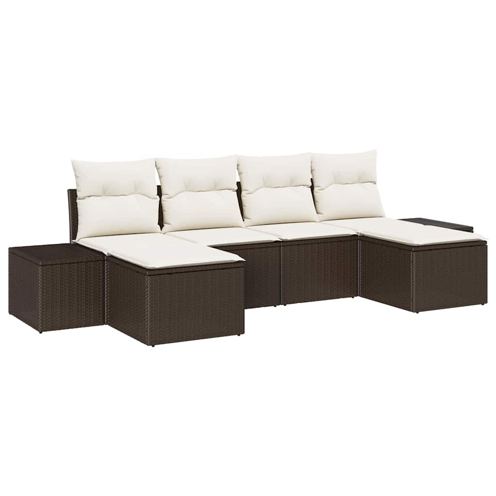 Havesofa Sæt 6 stk. Brun polyrattan
