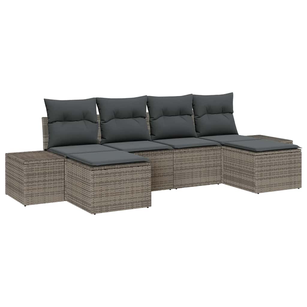 Havesofa Sæt 6 stk. Grå polyrattan