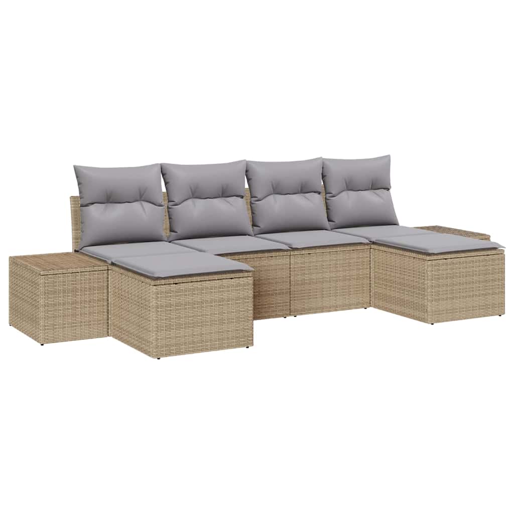 Havesofa Sæt 6 stk. Beige polyrattan