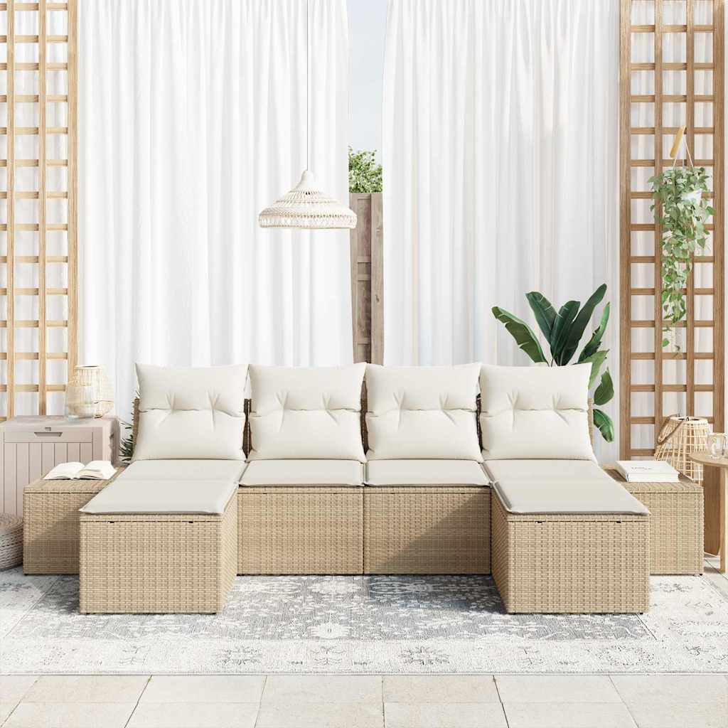 Havesofa Sæt 6 stk. Beige polyrattan