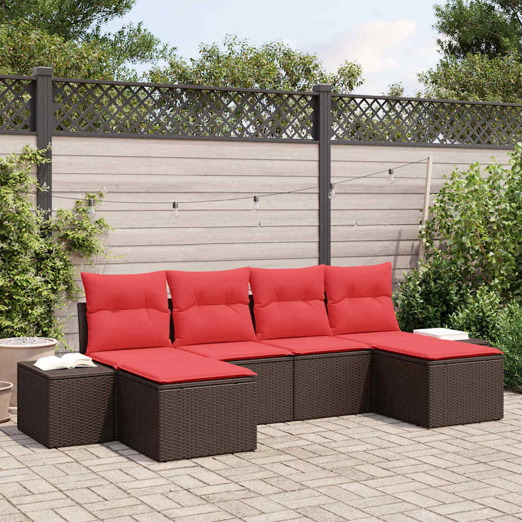 Havesofa Sæt 6 stk. Brun polyrattan