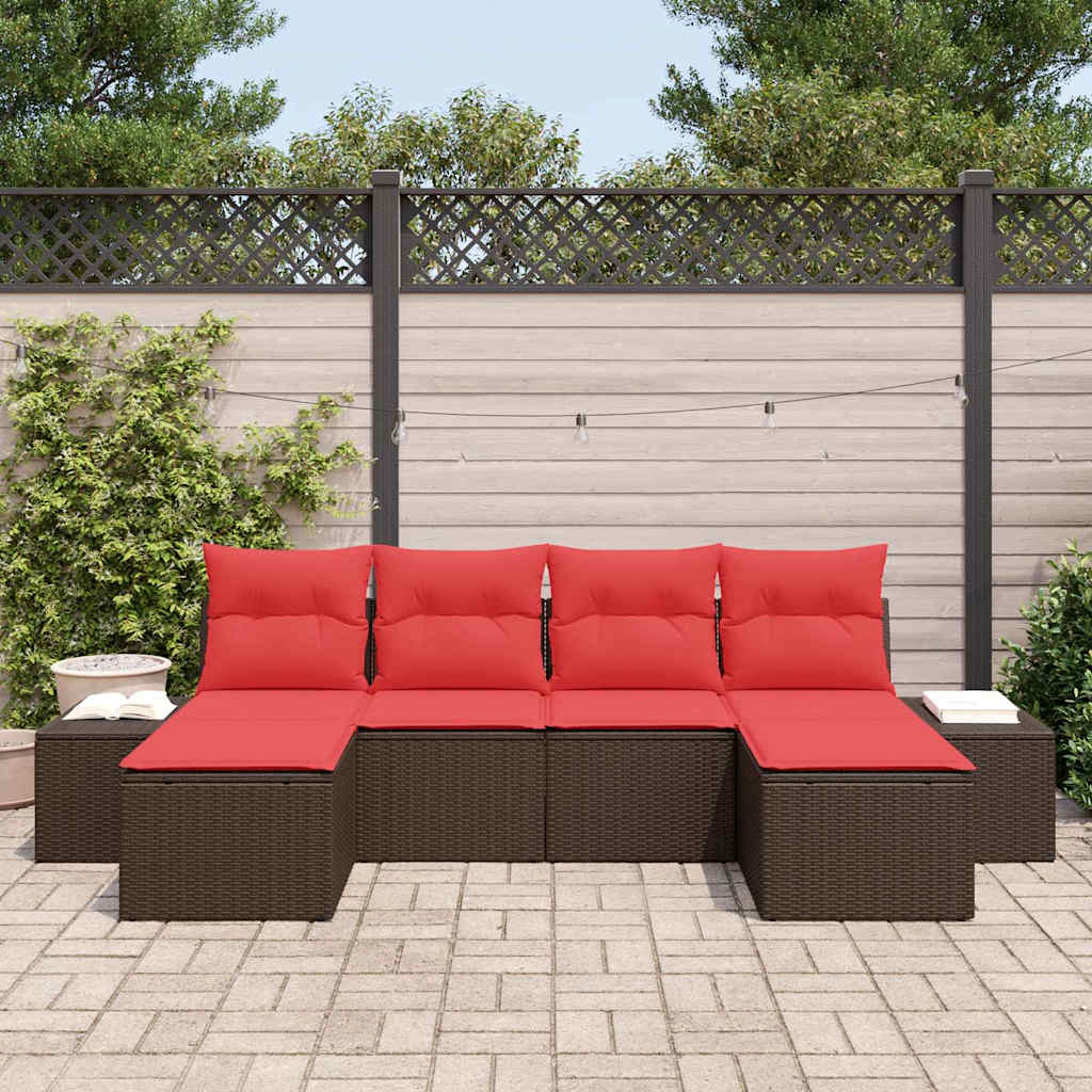 Havesofa Sæt 6 stk. Brun polyrattan