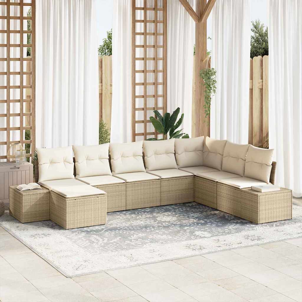 Havesofa Sæt 8 stk. Beige polyrattan