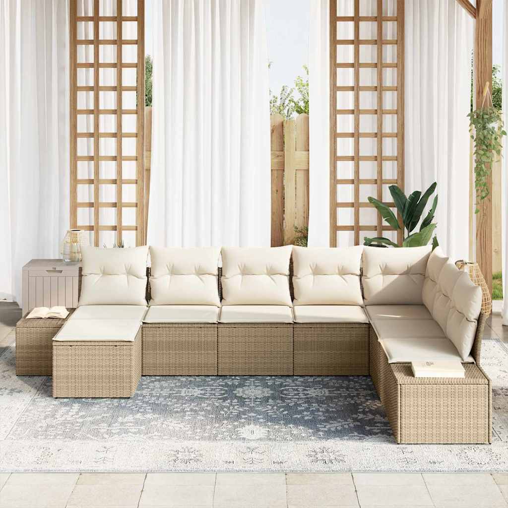 Havesofa Sæt 8 stk. Beige polyrattan