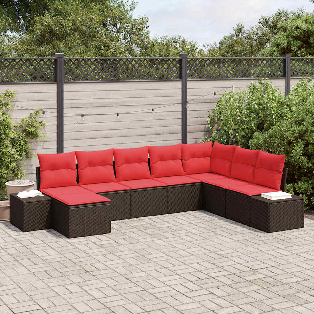 Havesofa Sæt 8 stk. Brun polyrattan