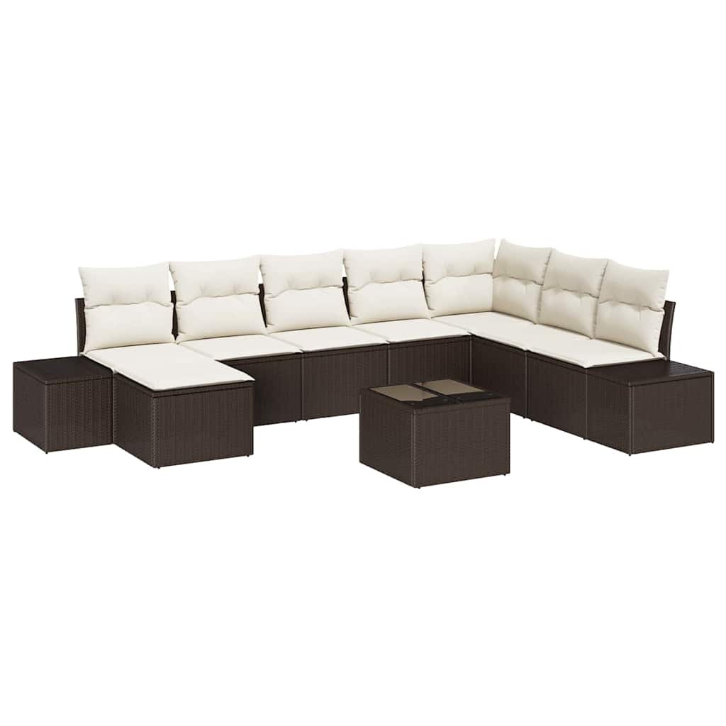 Havesofa Sæt 9 stk. Brun polyrattan