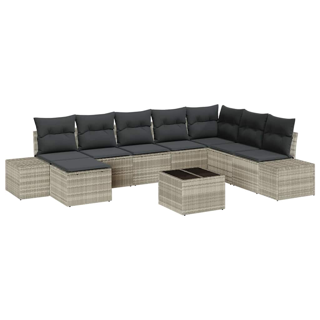 Havesofa Sæt 9 stk. Lysegrå polyrattan
