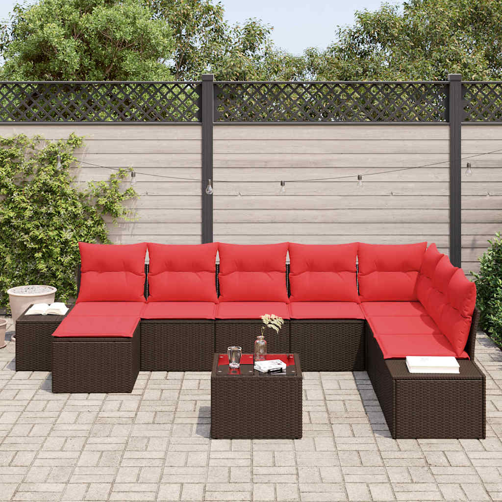 Havesofa Sæt 9 stk. Brun polyrattan