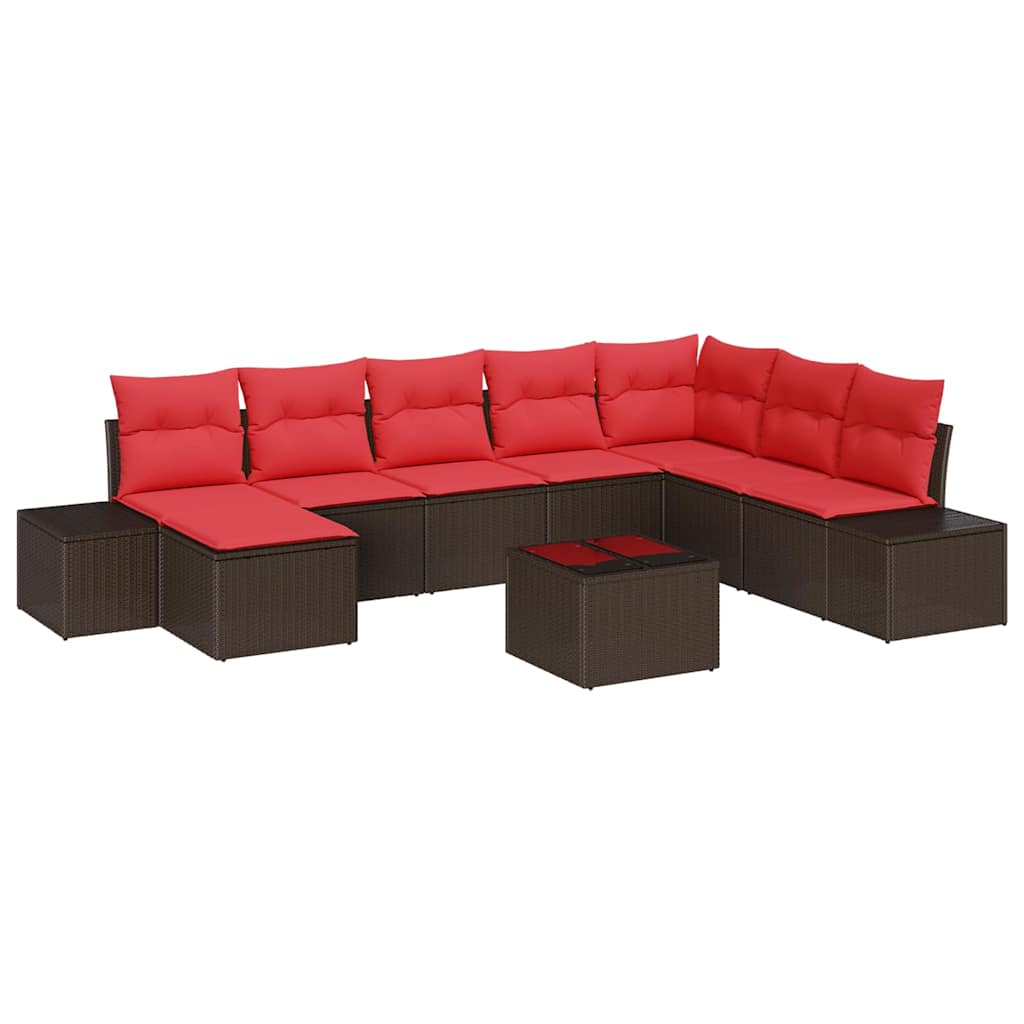 Havesofa Sæt 9 stk. Brun polyrattan