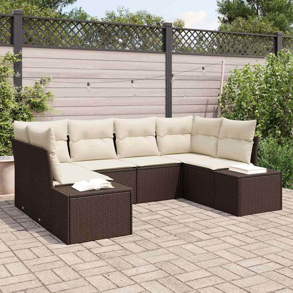 Havesofa Sæt 6 stk. Brun polyrattan