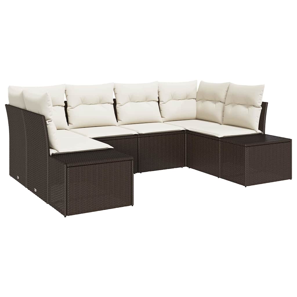 Havesofa Sæt 6 stk. Brun polyrattan