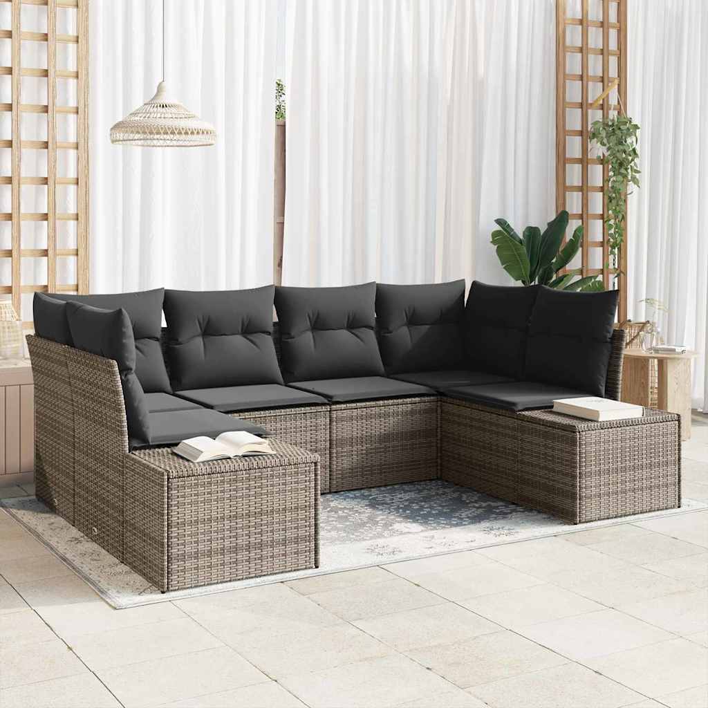 Havesofa Sæt 6 stk. Grå polyrattan