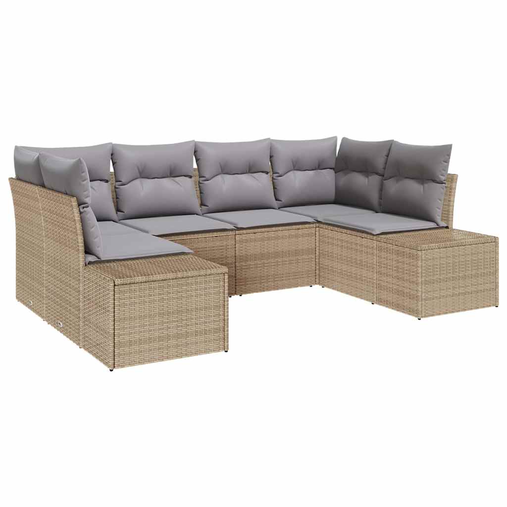 Havesofa Sæt 6 stk. Beige polyrattan