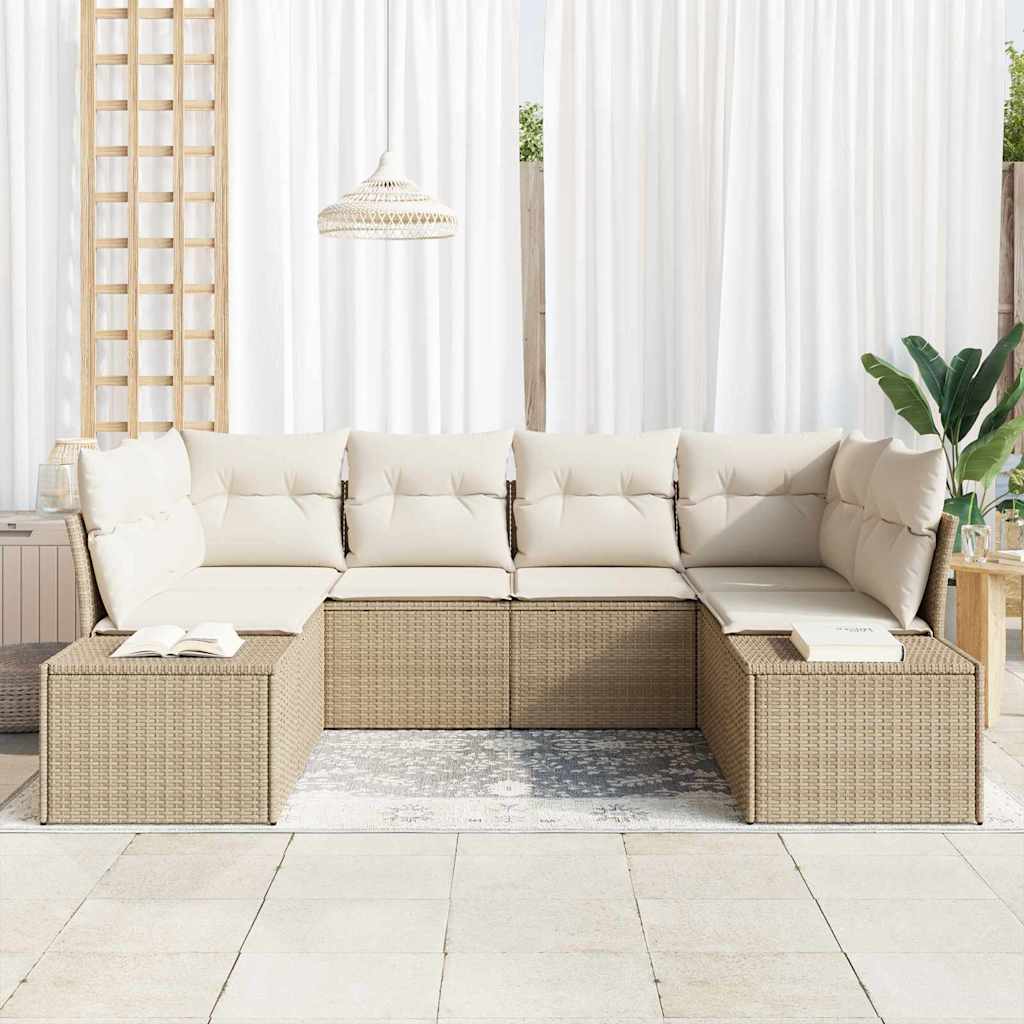 Havesofa Sæt 6 stk. Beige polyrattan
