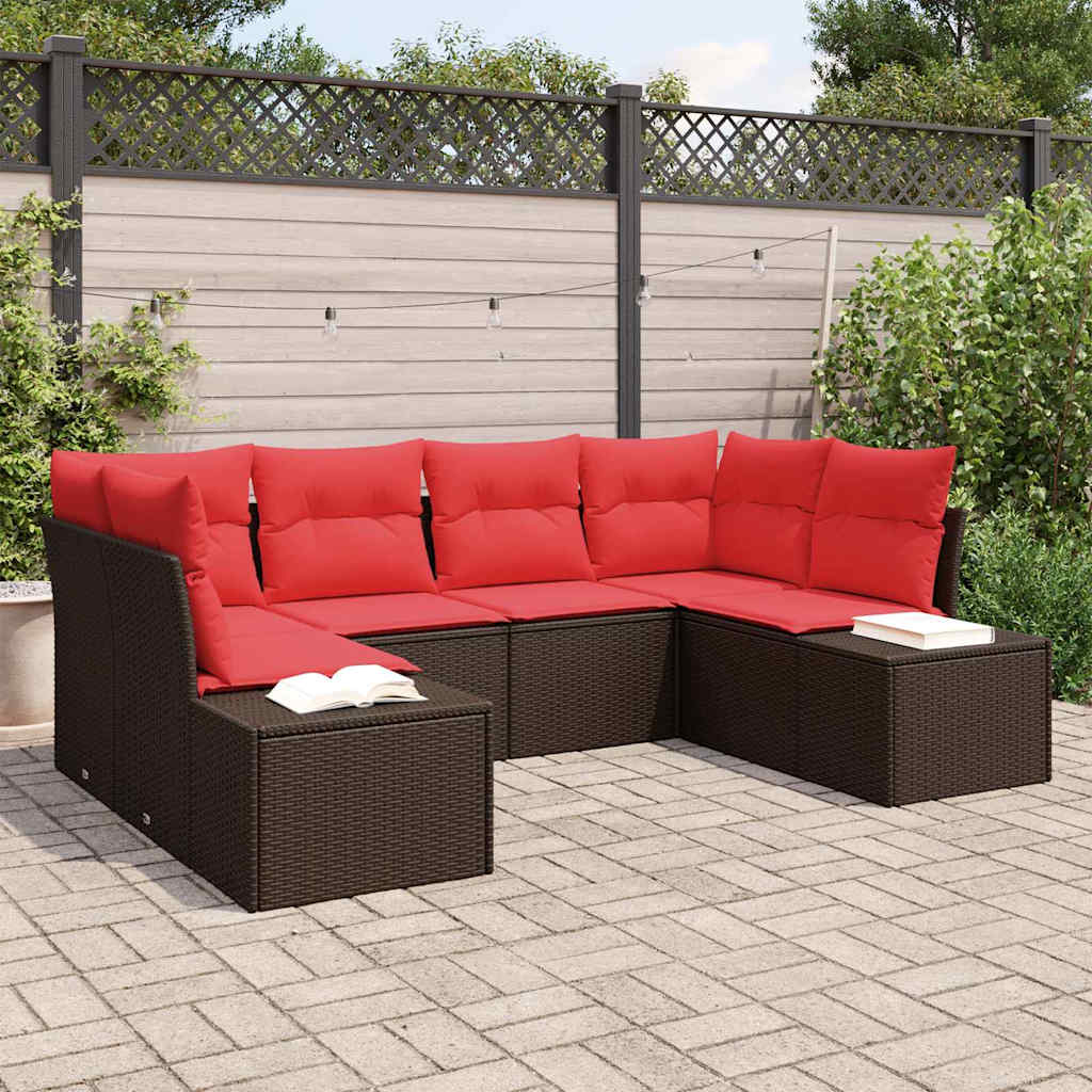 Havesofa Sæt 6 stk. Brun polyrattan