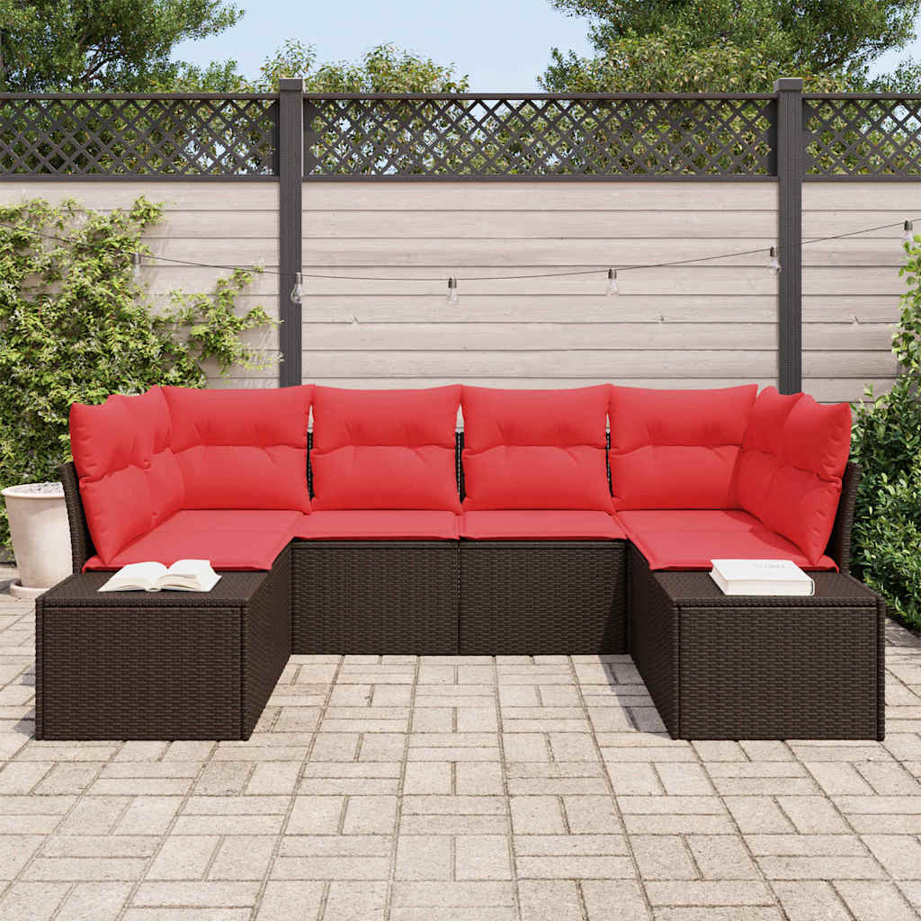 Havesofa Sæt 6 stk. Brun polyrattan