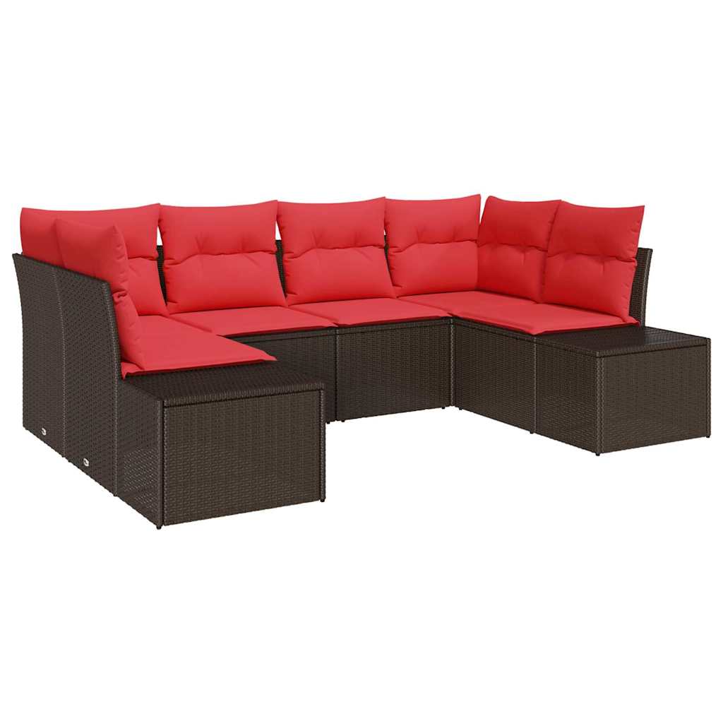Havesofa Sæt 6 stk. Brun polyrattan