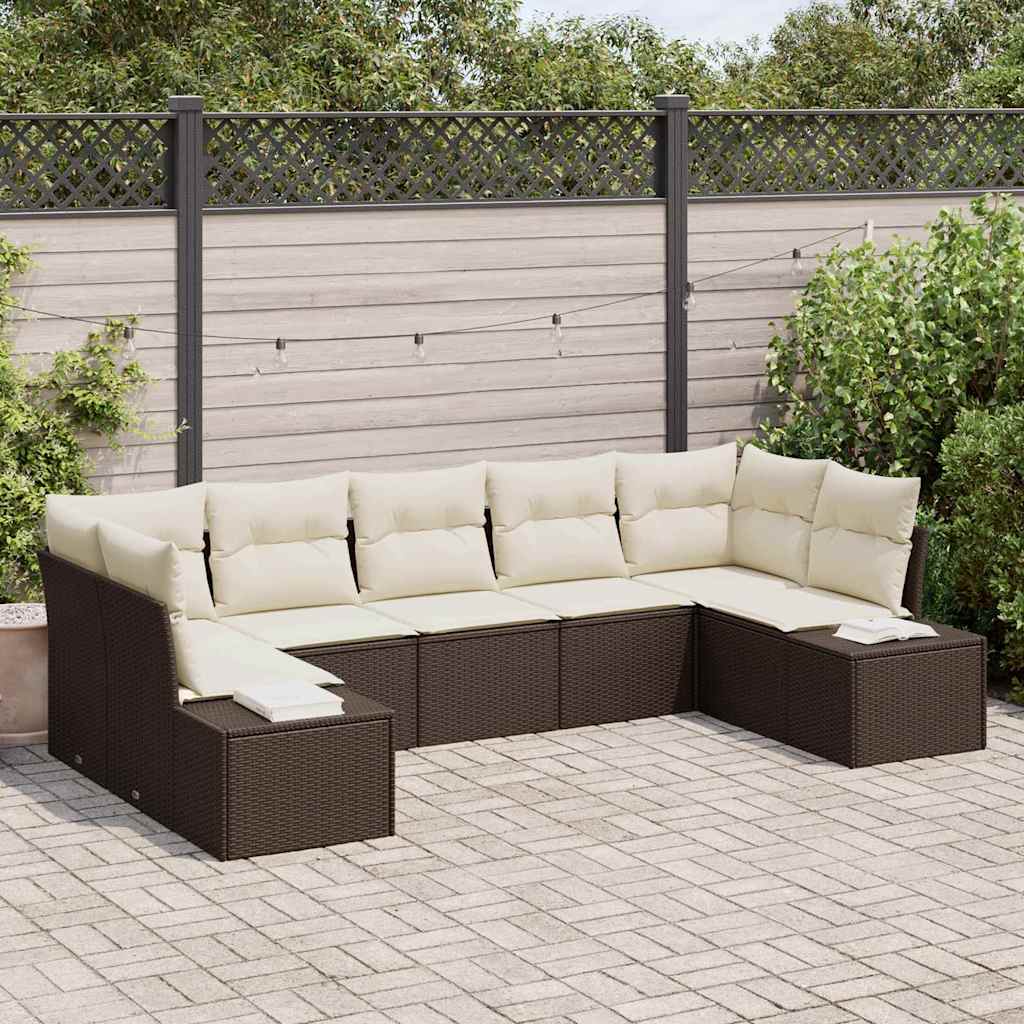 Havesofa Sæt 7 stk. Brun polyrattan