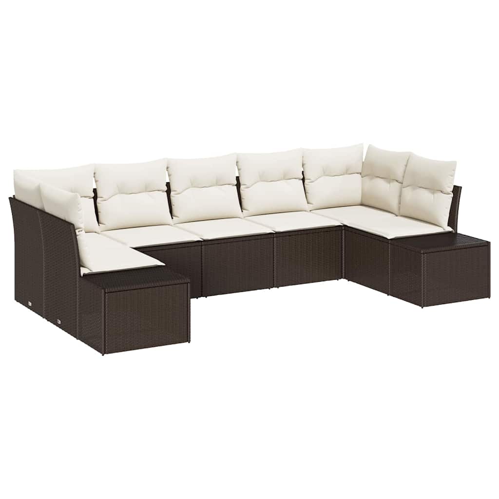 Havesofa Sæt 7 stk. Brun polyrattan