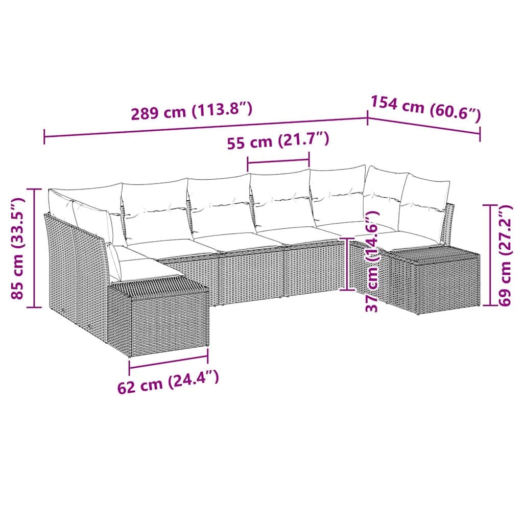 Havesofa Sæt 7 stk. Brun polyrattan