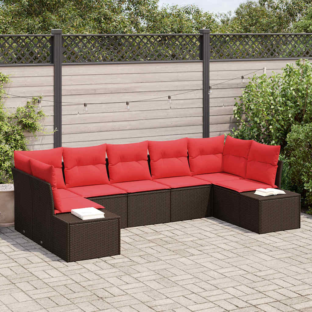 Havesofa Sæt 7 stk. Brun polyrattan