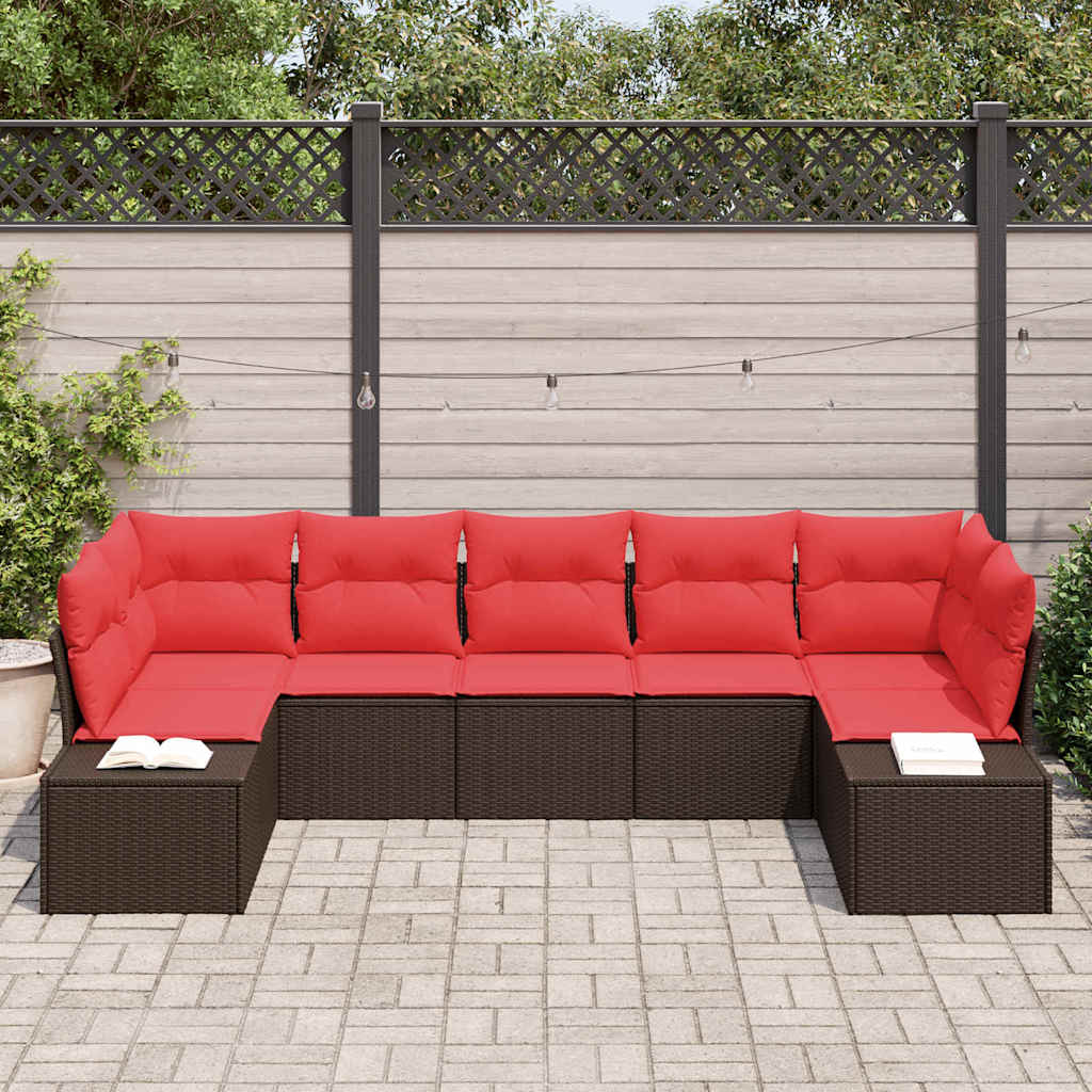 Havesofa Sæt 7 stk. Brun polyrattan