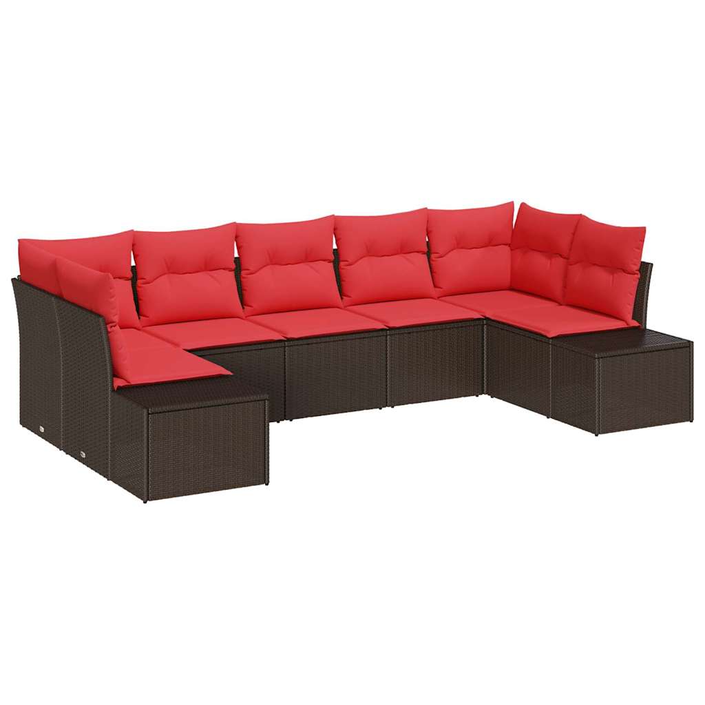 Havesofa Sæt 7 stk. Brun polyrattan
