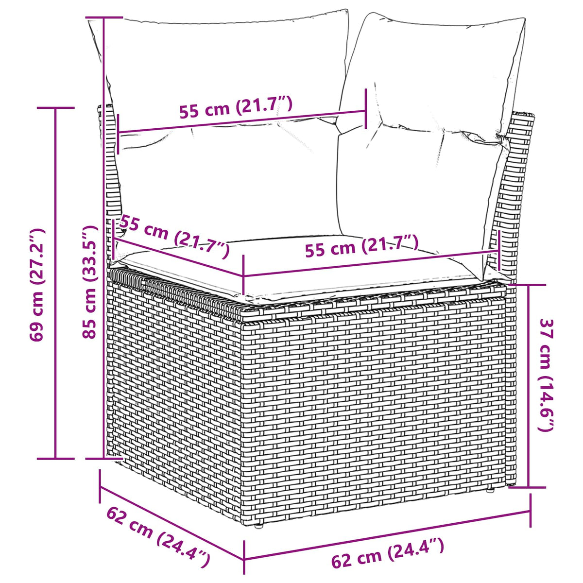 Havesofa Sæt 7 stk. Brun polyrattan