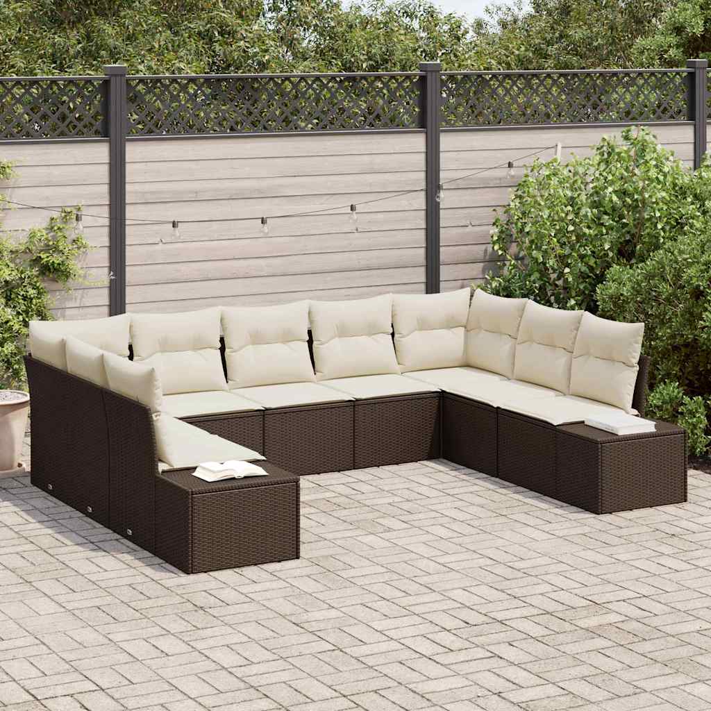 Havesofa Sæt 9 stk. Brun polyrattan