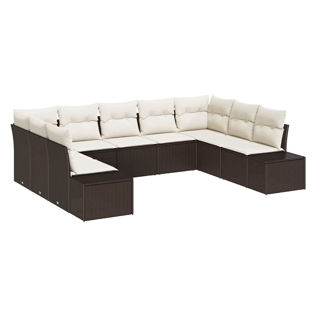 Havesofa Sæt 9 stk. Brun polyrattan