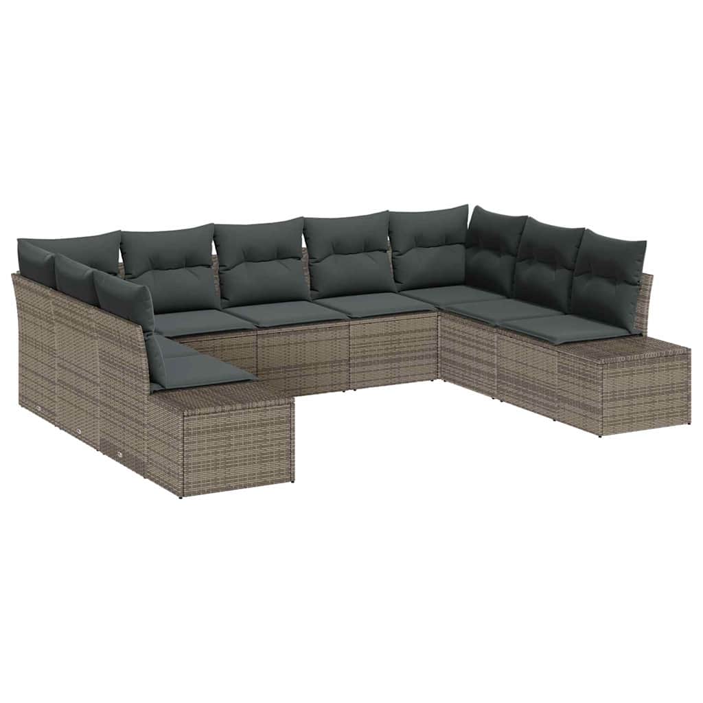 Havesofa Sæt 9 stk. Grå polyrattan