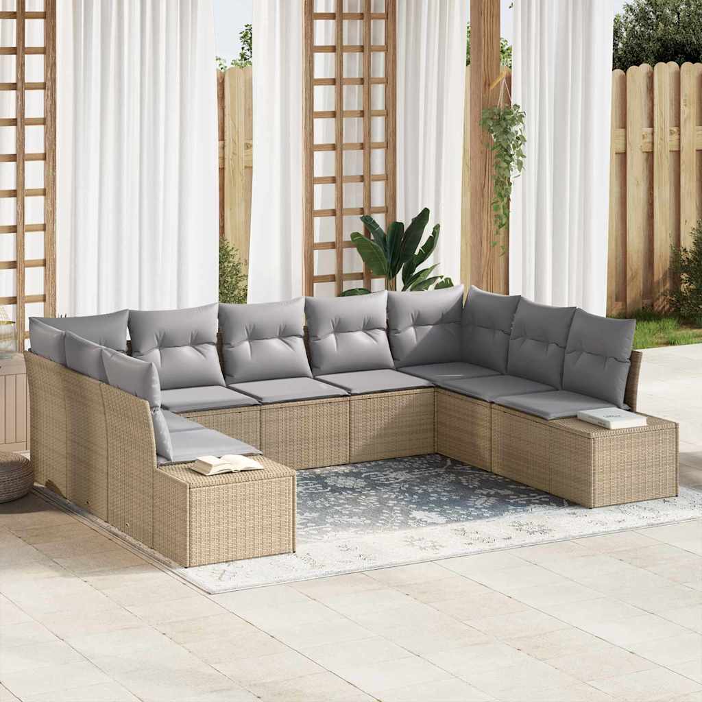 Havesofa Sæt 9 stk. Beige polyrattan