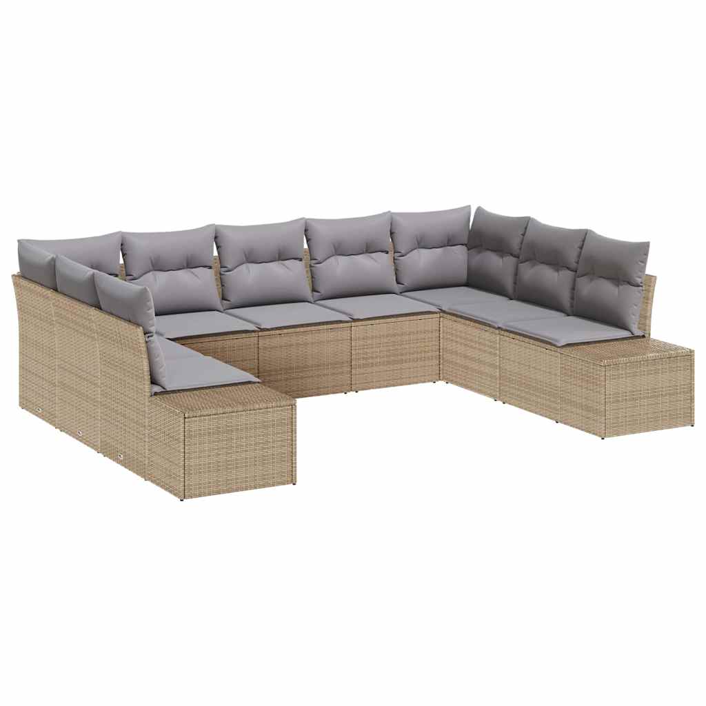 Havesofa Sæt 9 stk. Beige polyrattan