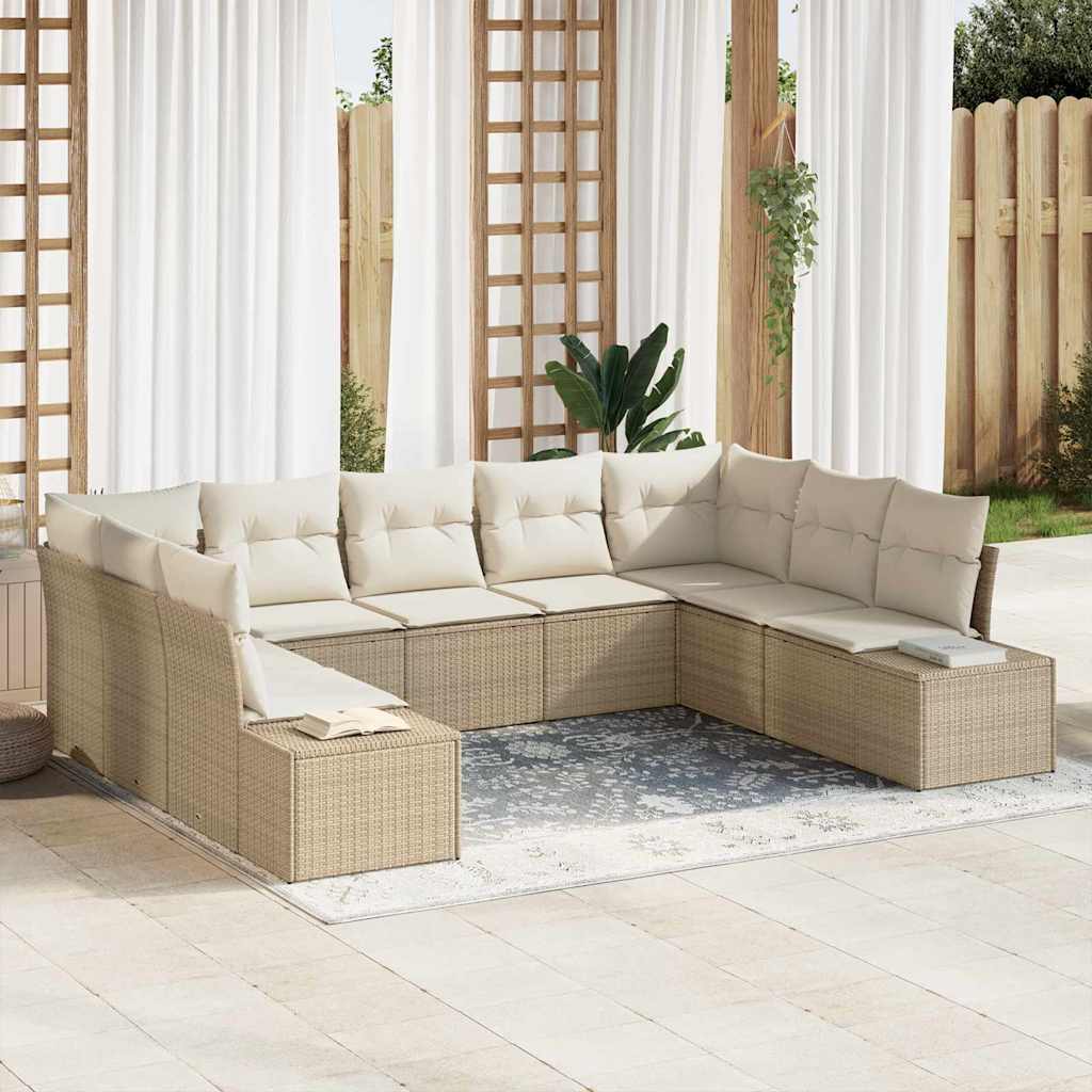 Havesofa Sæt 9 stk. Beige polyrattan