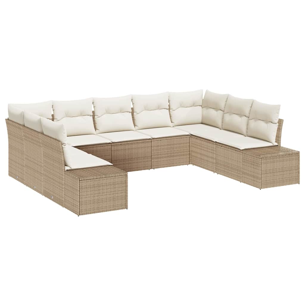 Havesofa Sæt 9 stk. Beige polyrattan