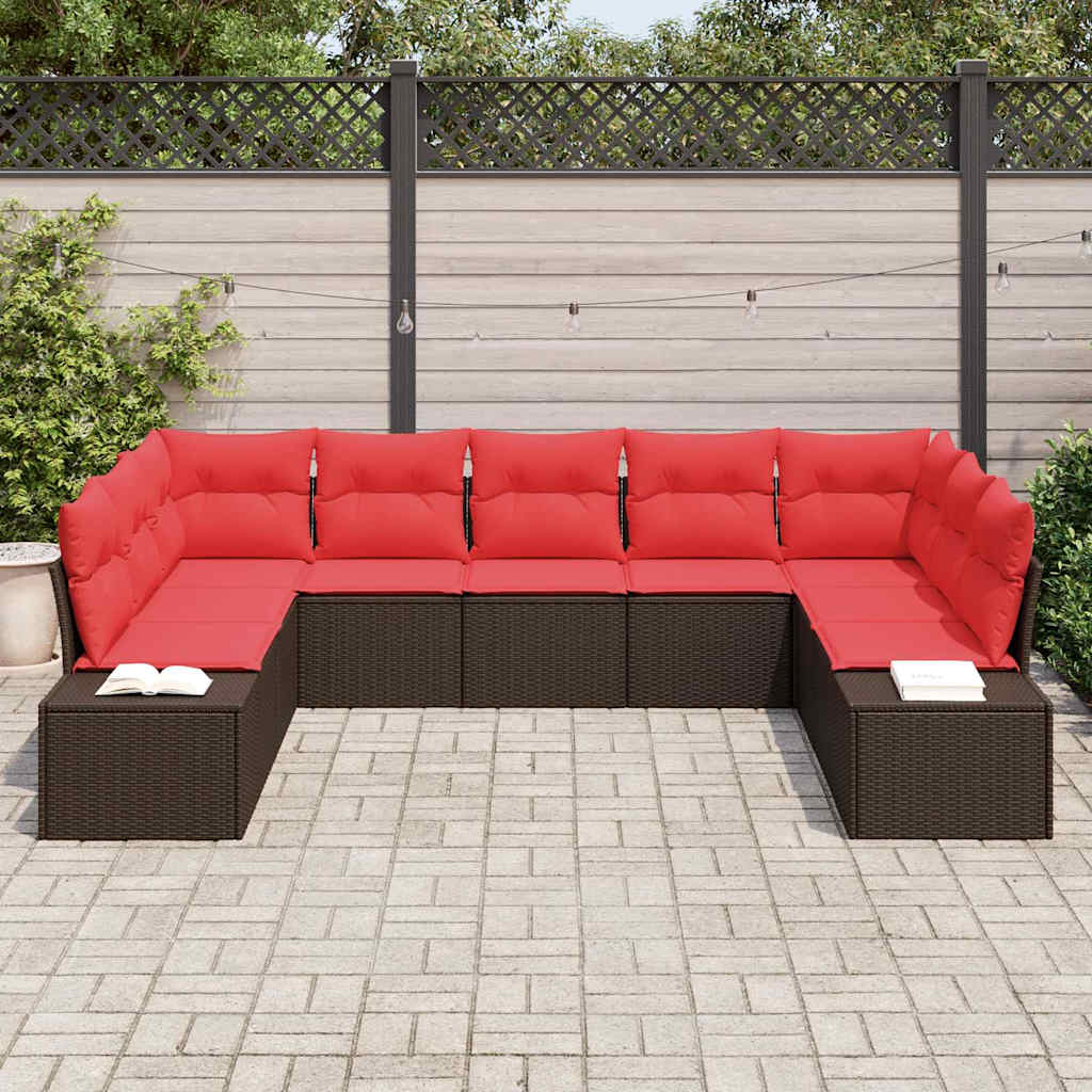 Havesofa Sæt 9 stk. Brun polyrattan