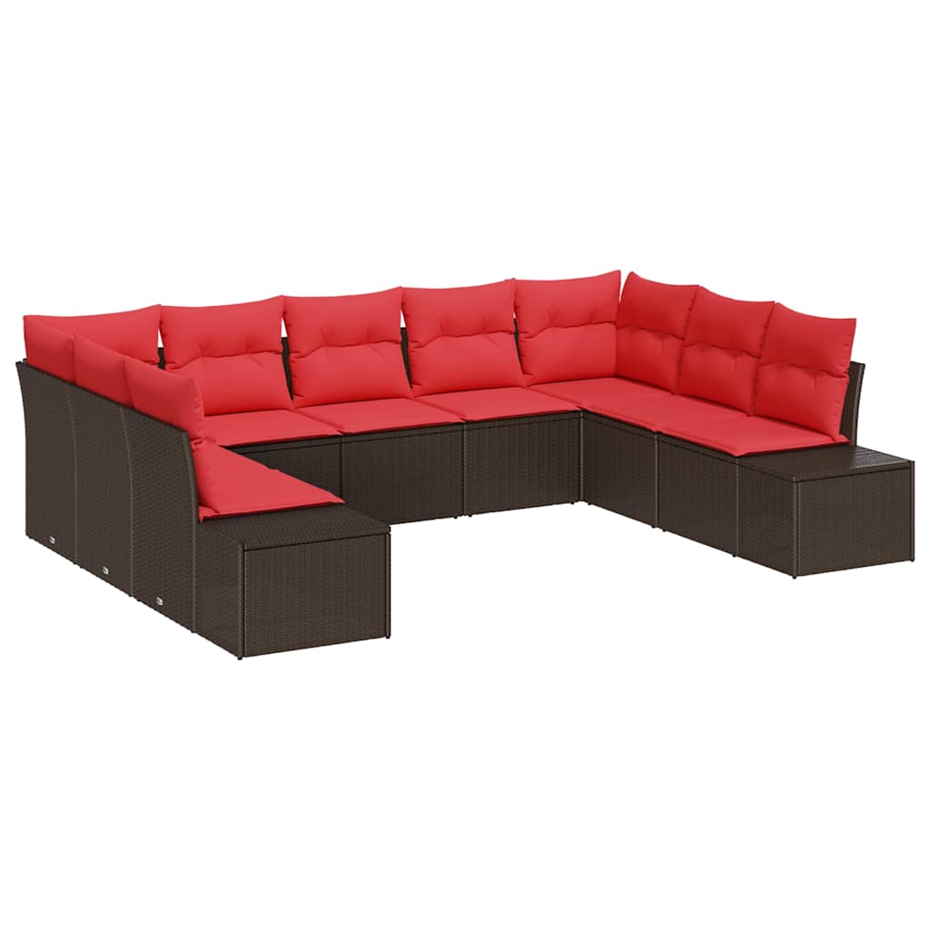Havesofa Sæt 9 stk. Brun polyrattan