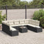 Havesofa Sæt 10 stk. Sort polyrattan