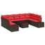 Havesofa Sæt 10 stk. Brun polyrattan